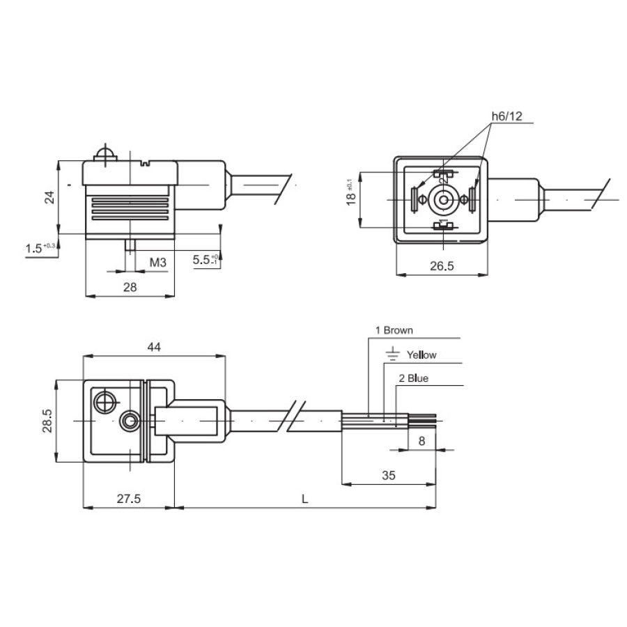 Konektor A18209NK standardní, černý, s kabelem 2m