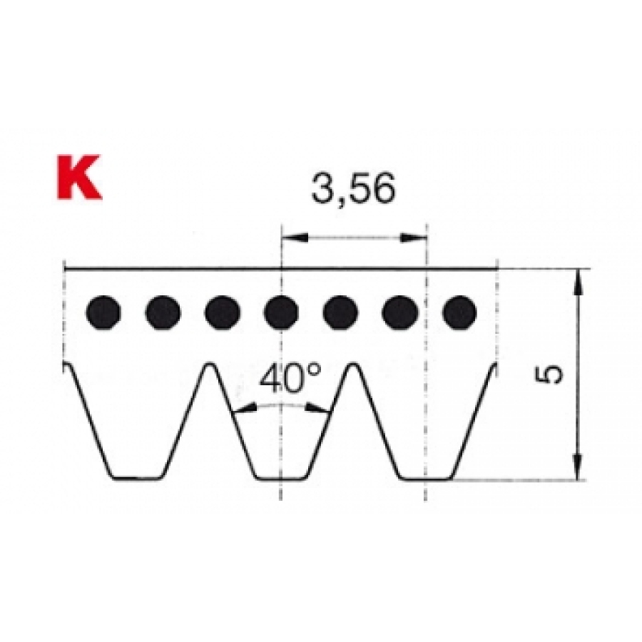 Drážkový řemen K-800-6 Poly-V guma