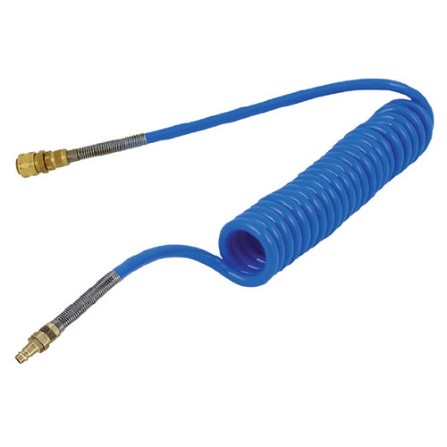Hadice spirálová PU 12/8 mm 7,5m modrá s koncovkami