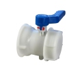 Kohout IBC 95 mm - závity S100x8 DN80, PP bílý, modrá páka, bílé víčko