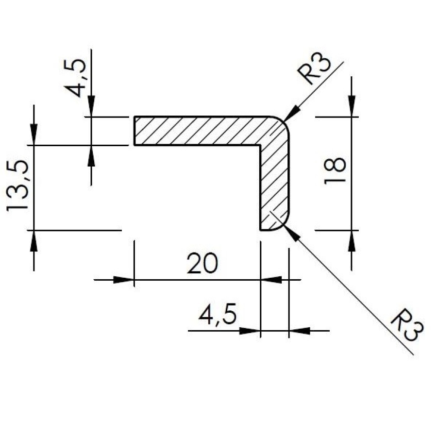 Lišta dřevěná tvar L 1420/200