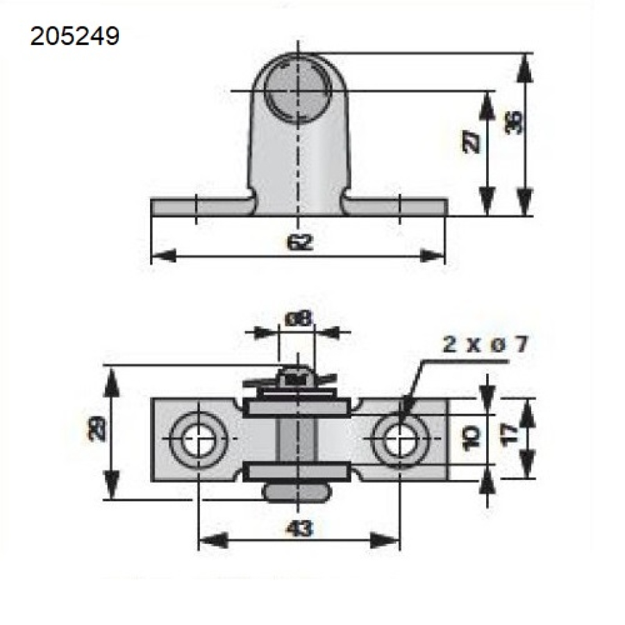 Omezovač otvírání dveří 10-23-250-1/Öl-350-600-A-A pozink, příslušenství 1 (205197, 205262)