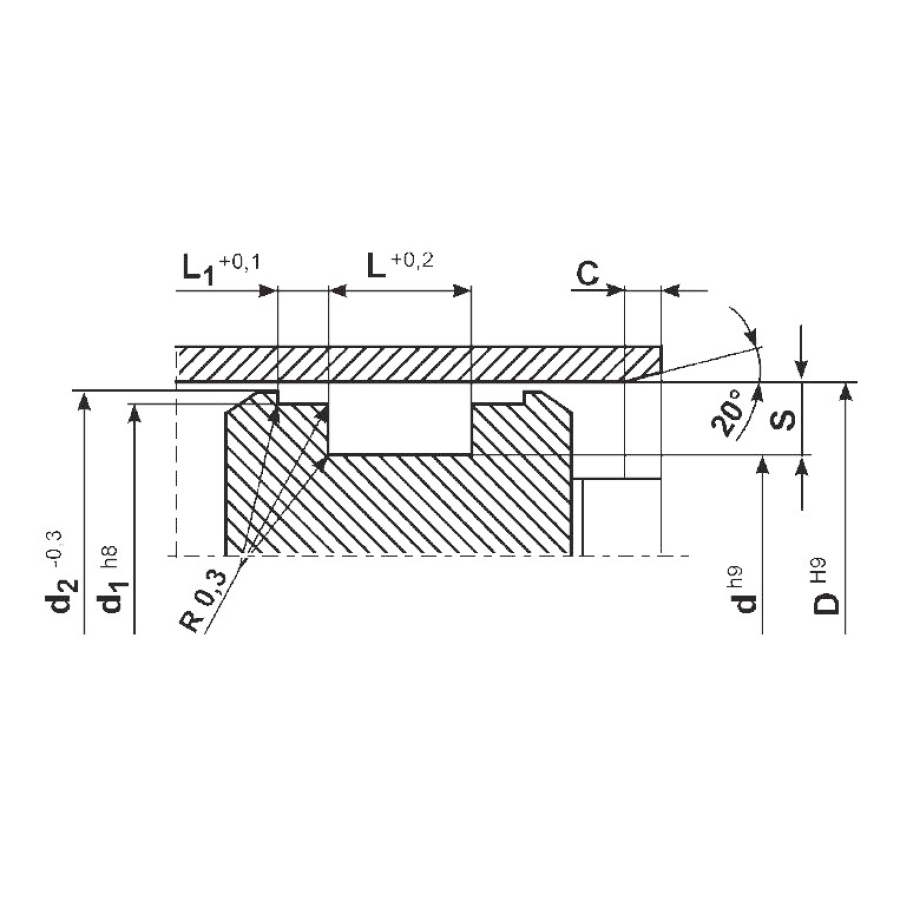 Pístní těsnění složené K03 35x25x16,4/6,35 NBR/PE/POM DIN