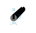Profil pryžový kruhový s drážkou 10x3 mm, EPDM 70°Sh černý, dvouproud