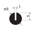Profil pryžový kruhový s drážkou 8x1 mm, EPDM 70°Sh černý