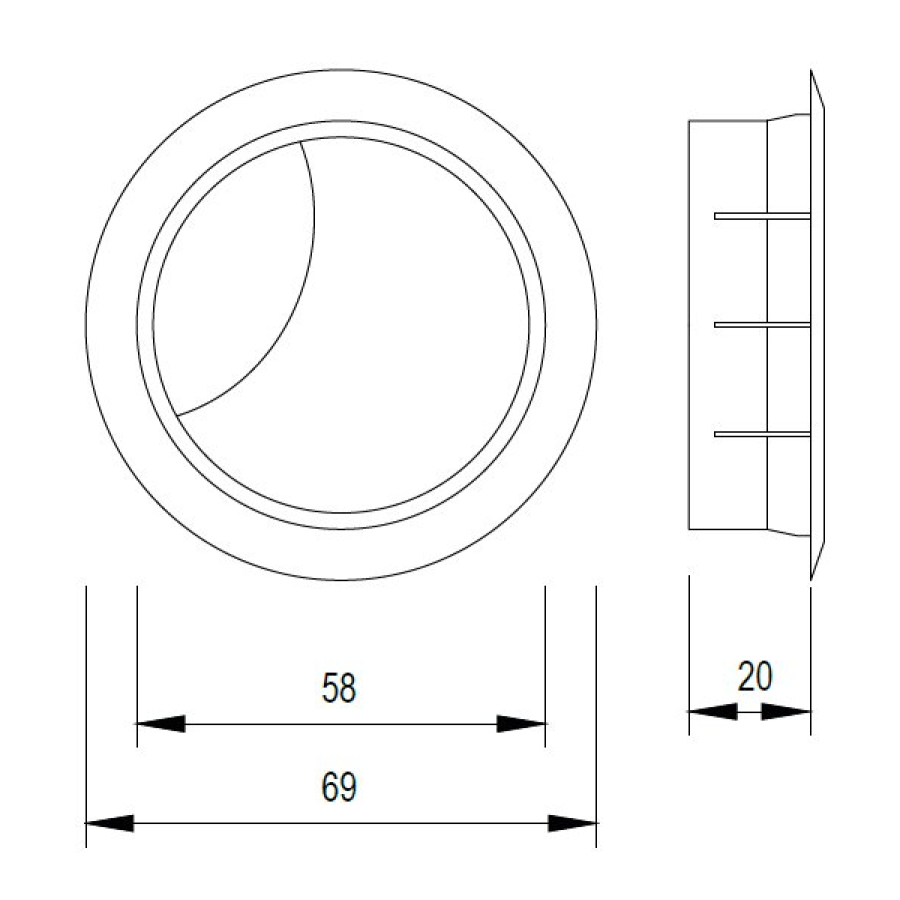 Průchodka na kabel plast 60 mm,dub