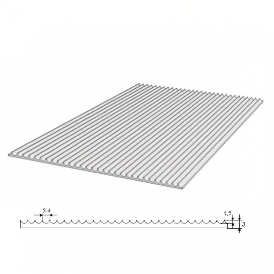 Pryž podlahová rýhovaná olejivzdorná GM3 NBR70 černá tl. 3 mm - šíře 1200 mm