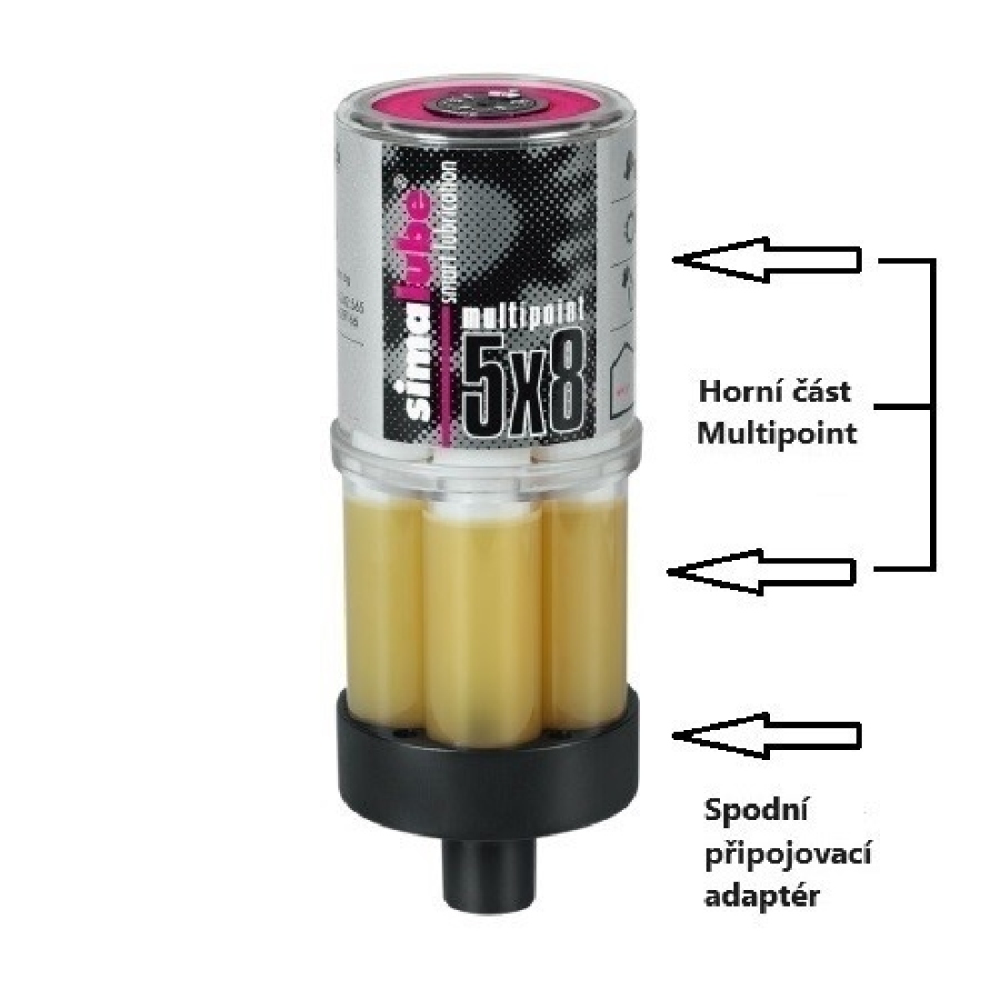 Simalube Multipoint 5x8 - potravinářské mazivo, řídké (soft) - hormí část