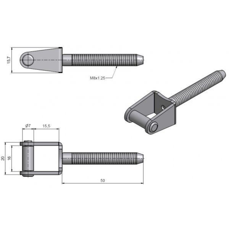Skoba okenní k zašroubování M8x50 modrý zinek