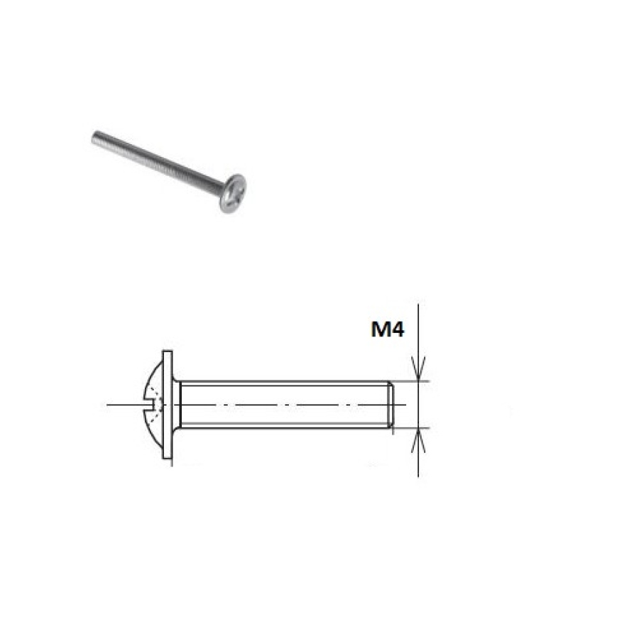 Šroub k úchytce M4x45 půlkulatá hlava