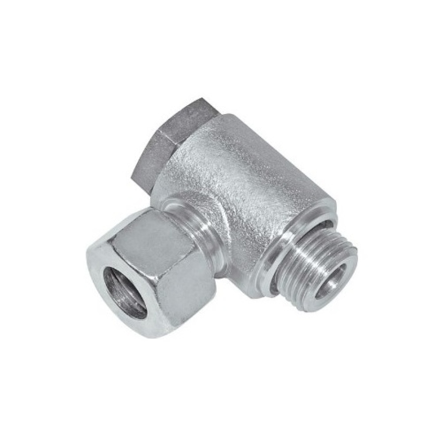 Šroubení úhlové se zářezným kroužkem M10x1 - 8 LL ( M12x1,5 ) ocel pozink