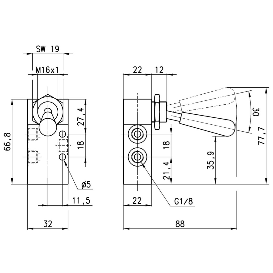 Ventil 3/2 G1/4