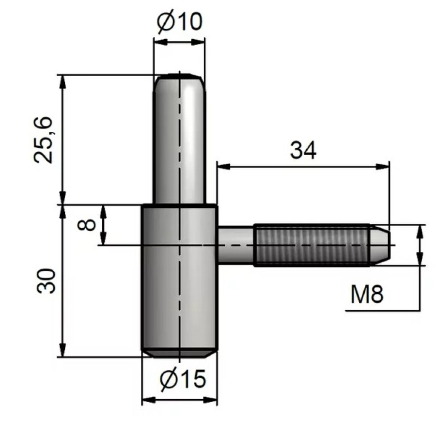 Závěs dveřní 60/10 SD M8/34, krátký, modrý zinek