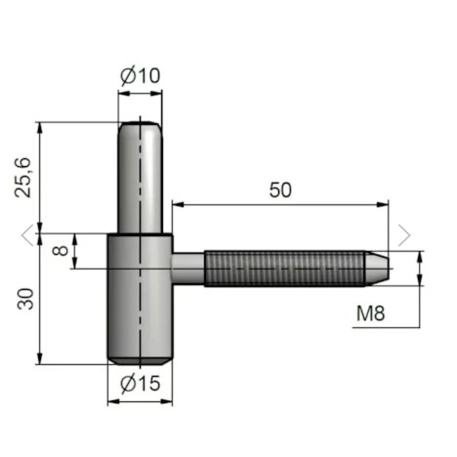 Závěs dveřní 60/10 SD M8/34, krátký, žlutý zinek
