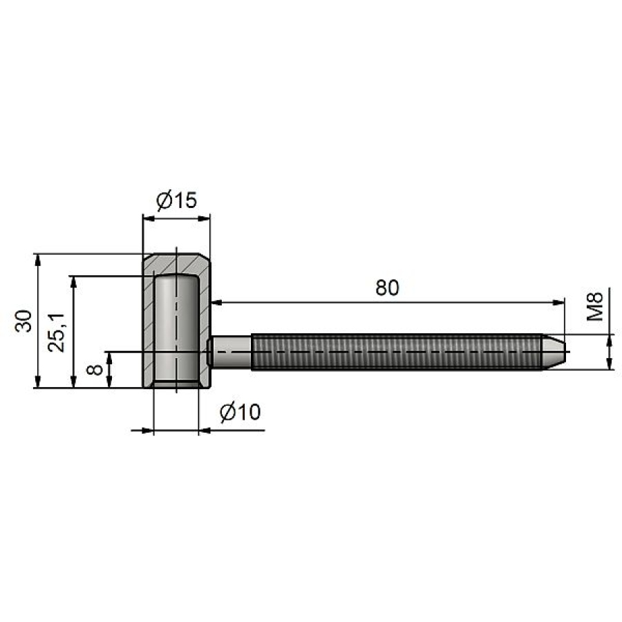 Závěs dveřní 60/10 VD M8/80, dlouhý, modrý zinek